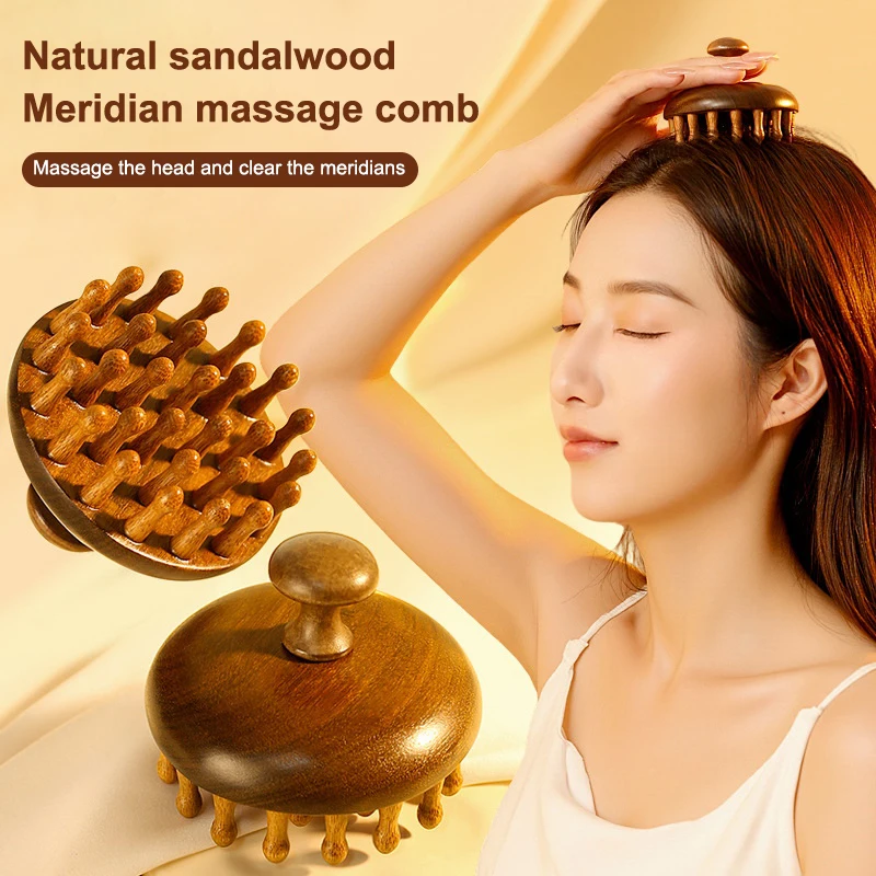 

Multi-Functional Wood Therapy Massage Comb Scalp Head Massager Natural Sandalwood Circular Tooth Guasha Scraping Body Massager