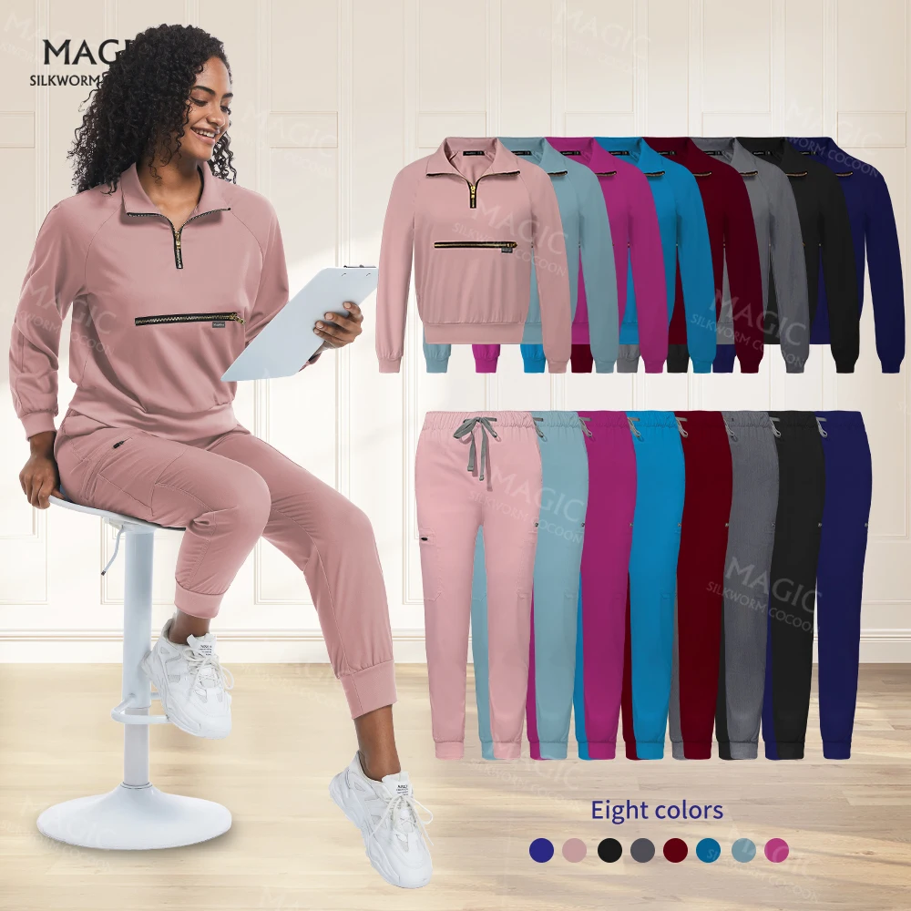 

Multicolor Long Sleeved Nursing Uniform Women Pet Veterinary Doctor Tops+Pants Uniform Medical Suit Surgery Workwear Scrubs Sets