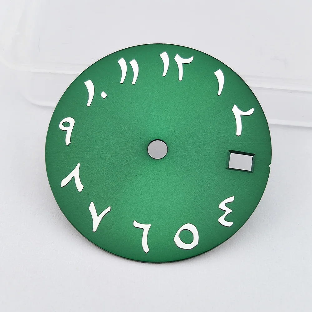 Quadrante dell'orologio da 28.5mm quadrante NH35 quadrante con numeri arabi LOGO personalizzato fai da te accessori per orologi stampati al Laser adatti per il movimento NH35/NH36