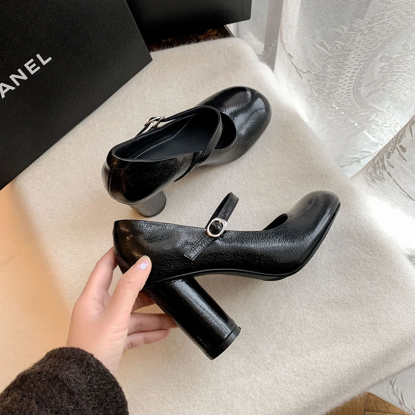 

MKKHOU Fashion Pumps New High Quality Genuine Leather Shoes Round Head Shallow Mouth High Heels Shoes Women's Heels Shoes