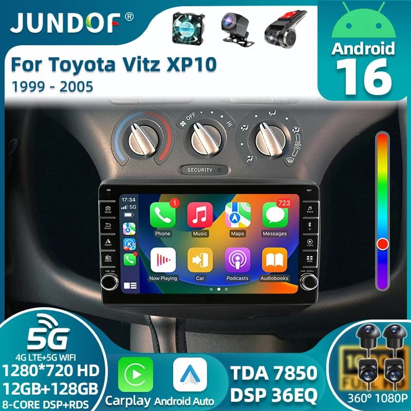 Radio Multimedia para Auto Android 16 para Toyota Vitz XP10 Yaris Platz Echo 1999-2005, Estéreo, Auto Carplay, Autoradio, GPS, Navegación, DSP