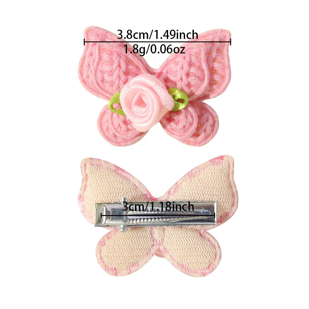 4 unids/set de pinzas para el pelo con lazo liso tejido fino para niños, tejido de lana hecho a mano, accesorios para el cabello sin daños para el cabello, regalo para niñas