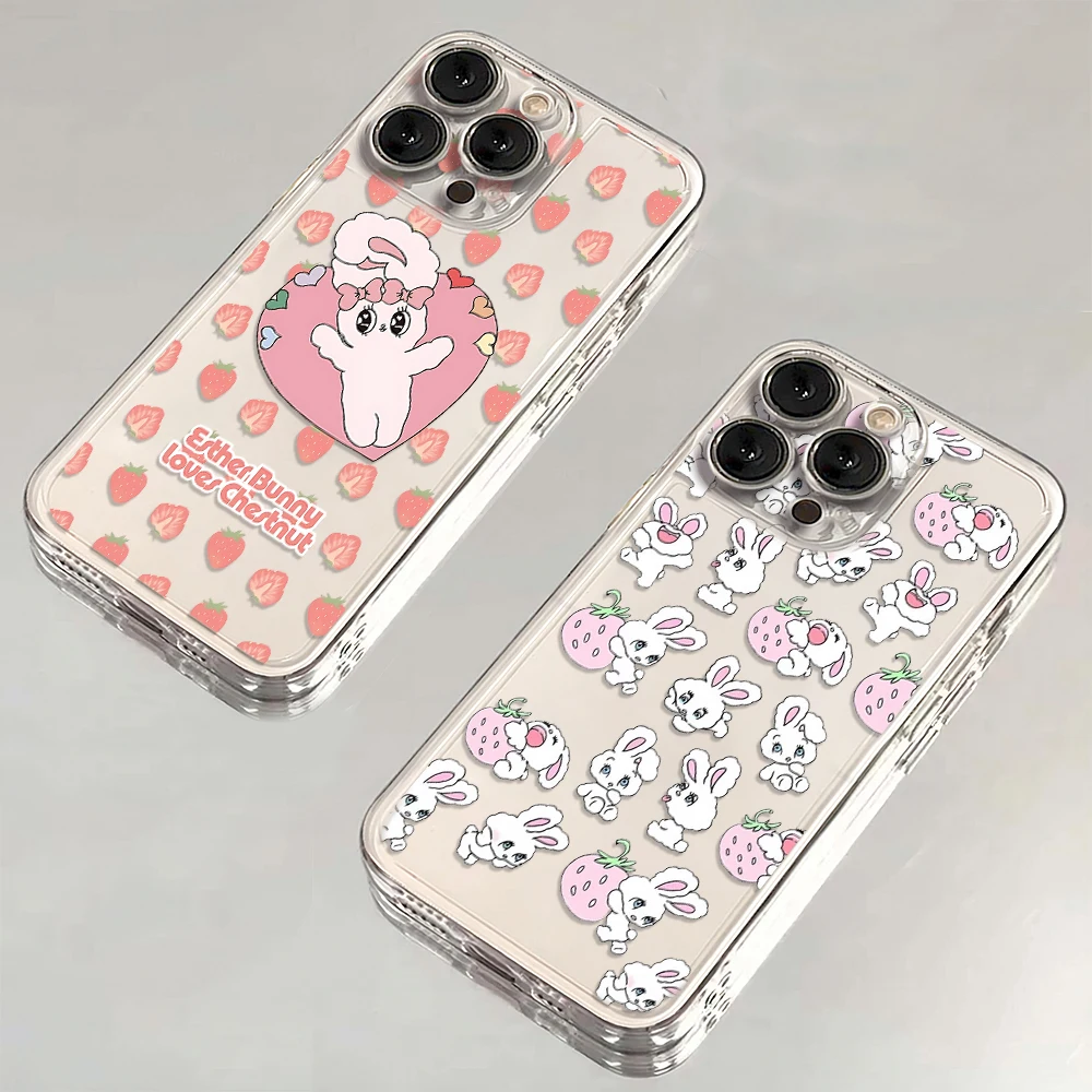 Cute cartoon Esther Bunnys Phone Case For Samsung S25 S24 S23 S22 S21 S20 S10 FE Note20 Note10 Plus Ultra Lite 5G Clear Cover