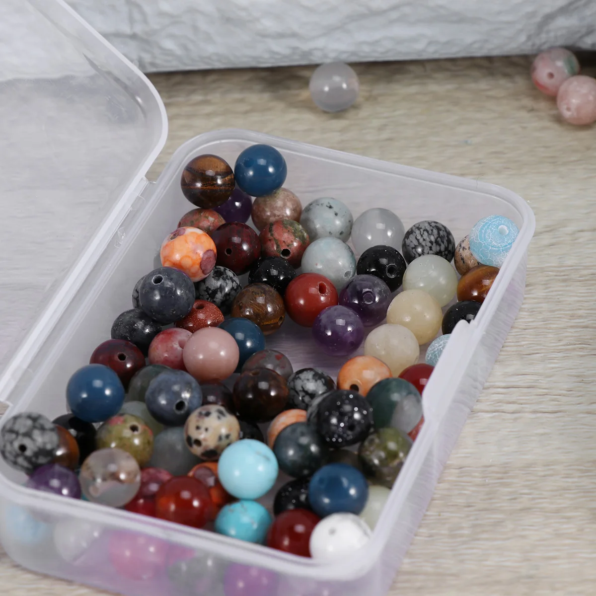 

100pcs Round Beads Natural Mixed Color Gemstones Quartz Crystal For Jewelry Making Diy Crafts Smooth Polished Cabochons Bulk