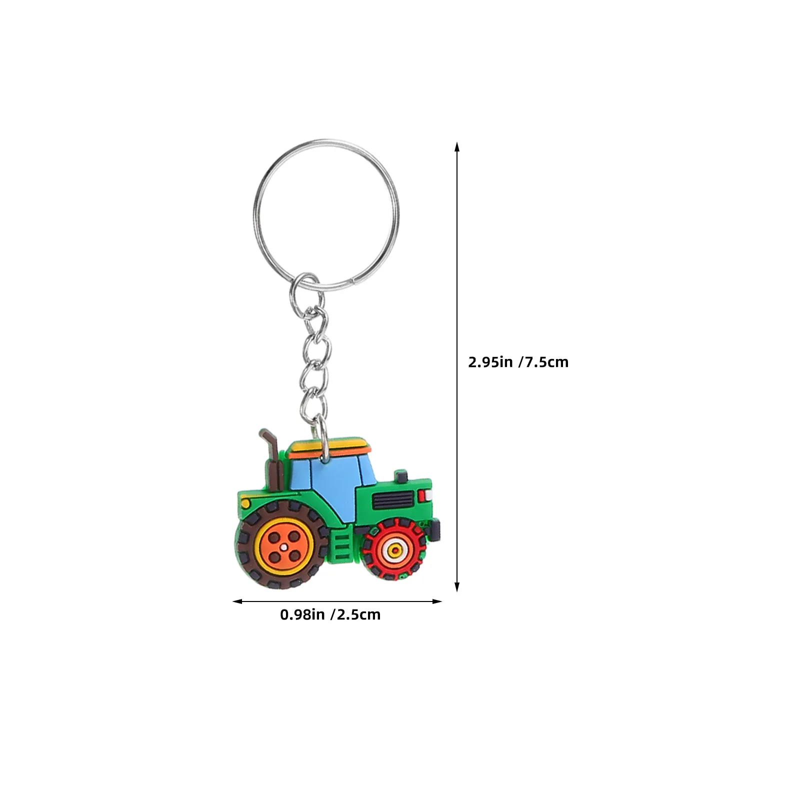18Pcs Farm Theme Keychain Mini Tractor Construction Vehicle Rounded Edge Party Favor Harvest Season Gift Tractor Keychain