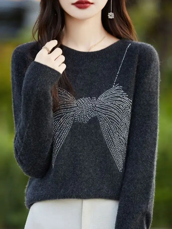 Faionable جولة Ne محبوك سترة Camere المرأة فضفاضة تناسب العلوي الخريف الشتاء الدفء انبعاث تريكو أعلى