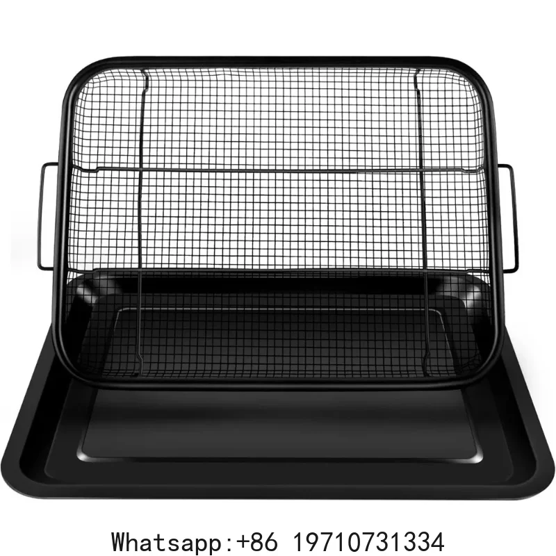 2 in 1 Oven Air Fryer Basket and Tray Oil Frying Baking Pan Non-stick Chips Basket Baking Dish Grill Mesh Kitchen Bakeware Set