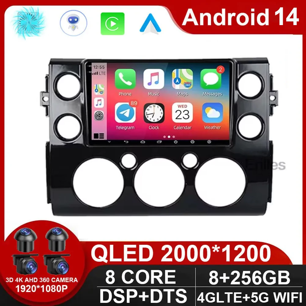 

QLED For Toyota FJ Cruiser J15 2006-2020 Carplay Android 14 Car Radio Multimedia Player Stereo GPS Navigation DVD NO 2DIN