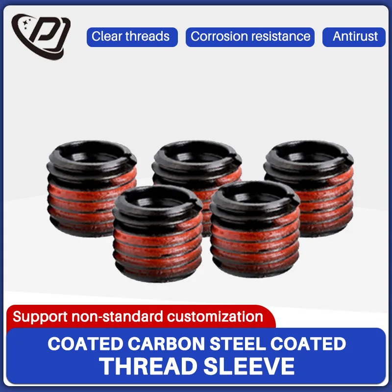 LPJ 4pcs/set Coated Carbon Steel Coated Thread Sleeve Inner and Outer Teeth Nut Screw sleeve Thread Insert Conversion Socket