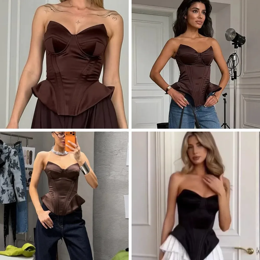 

Chic Solid Fishbone Corset Vest for Women, Backless Sleeveless Waist Cincher Top for Spring Street Style
