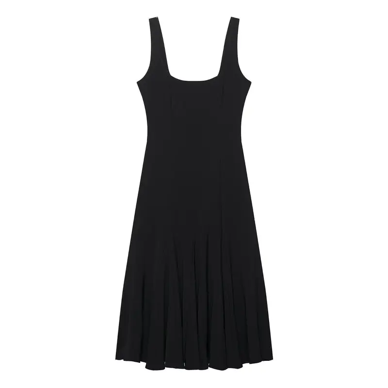 ฤดูร้อน 2025 ใหม่ผู้หญิงยาวกว้างสายคล้องไหล่สแควร์ Midi Dr เดินทาง Sle Svel วัสดุอื่นๆ 00%