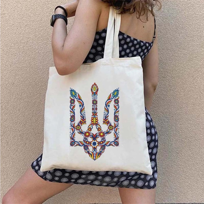 Ukrainian Girl Shopping Handbag UKRAINI Flag Casual Large Capacity Tote Bag Female Harajuku Canvas Women's Shopper Shoulder Bags