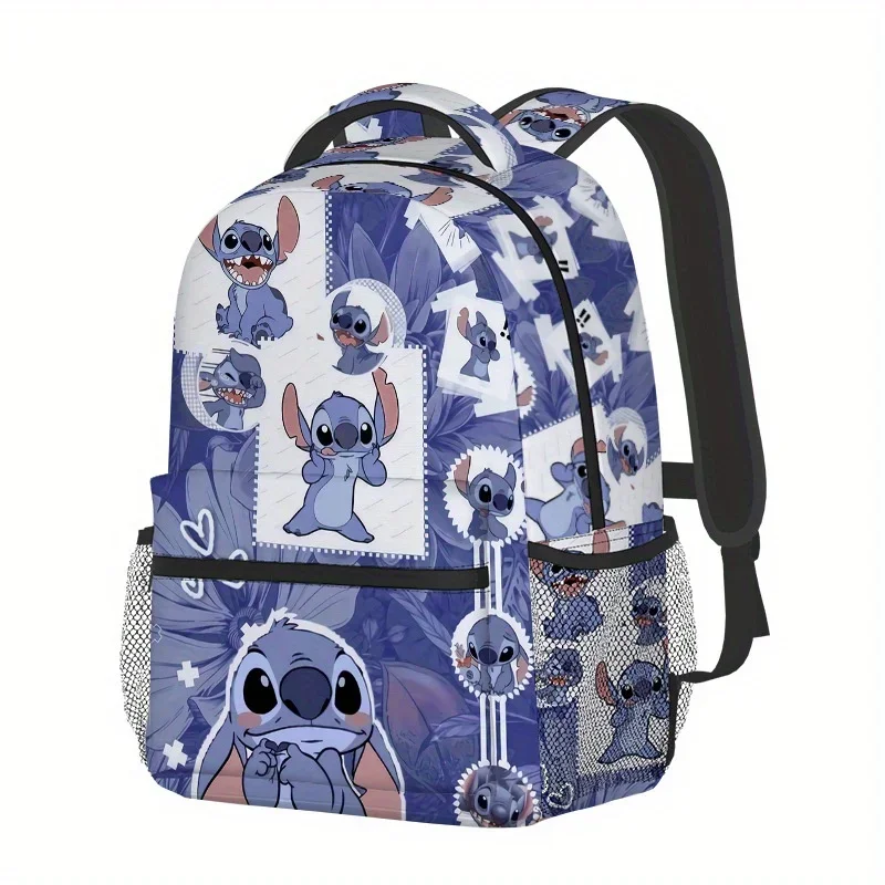 MINISO-mochila de dibujos animados de Disney Stitch para mujer, bolso universitario Adorable de estilo Anime con detalle de cremallera divertido,