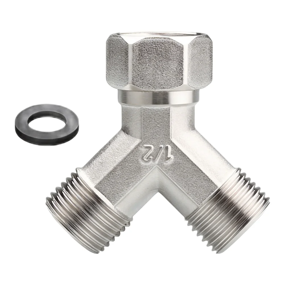 1Pc Copper Y Connector Tap Splitter for Washing Machine and Dishwasher Plumbing with 1/2 Inch Pipe Thread Compatible