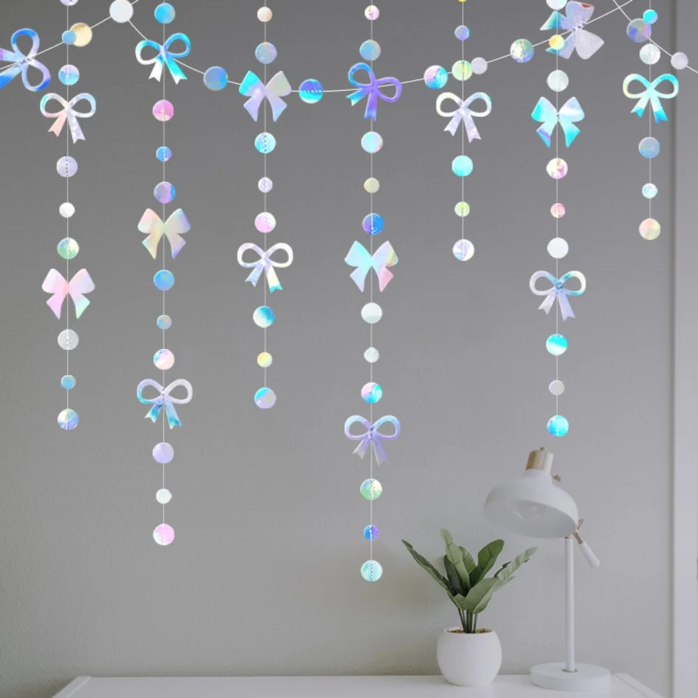 4M Colorful Bow Paper String Garland Hanging Banner for Kids Birthday Baby Shower Ramadan EID Party Wall Backdrop Decorations