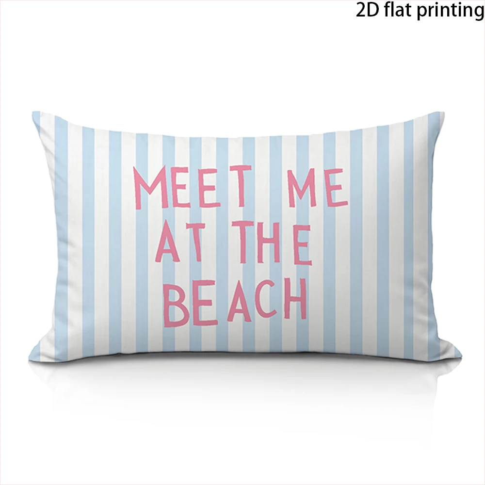 2D Flat-1pc Striped Letter Print Throw Pillow Covers , Zipper, machine washable, sofa, living room-comfortable home decoration.