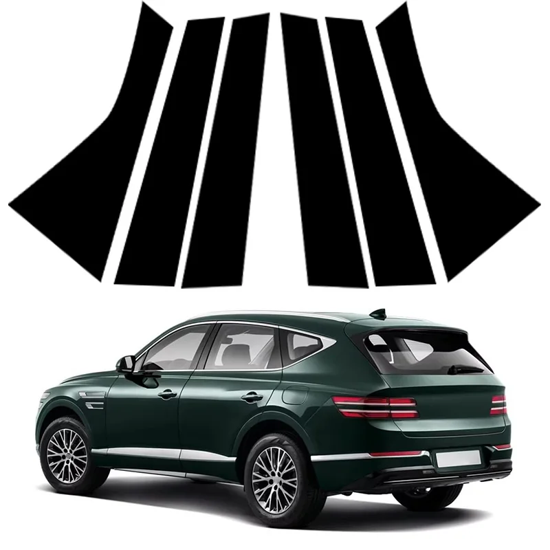 

6 шт. глянцевые черные автомобильные окна, двери, колонны BC, накладка на стойки для Genesis GV80 2020 2021 2022 2023 2024, декоративная наклейка