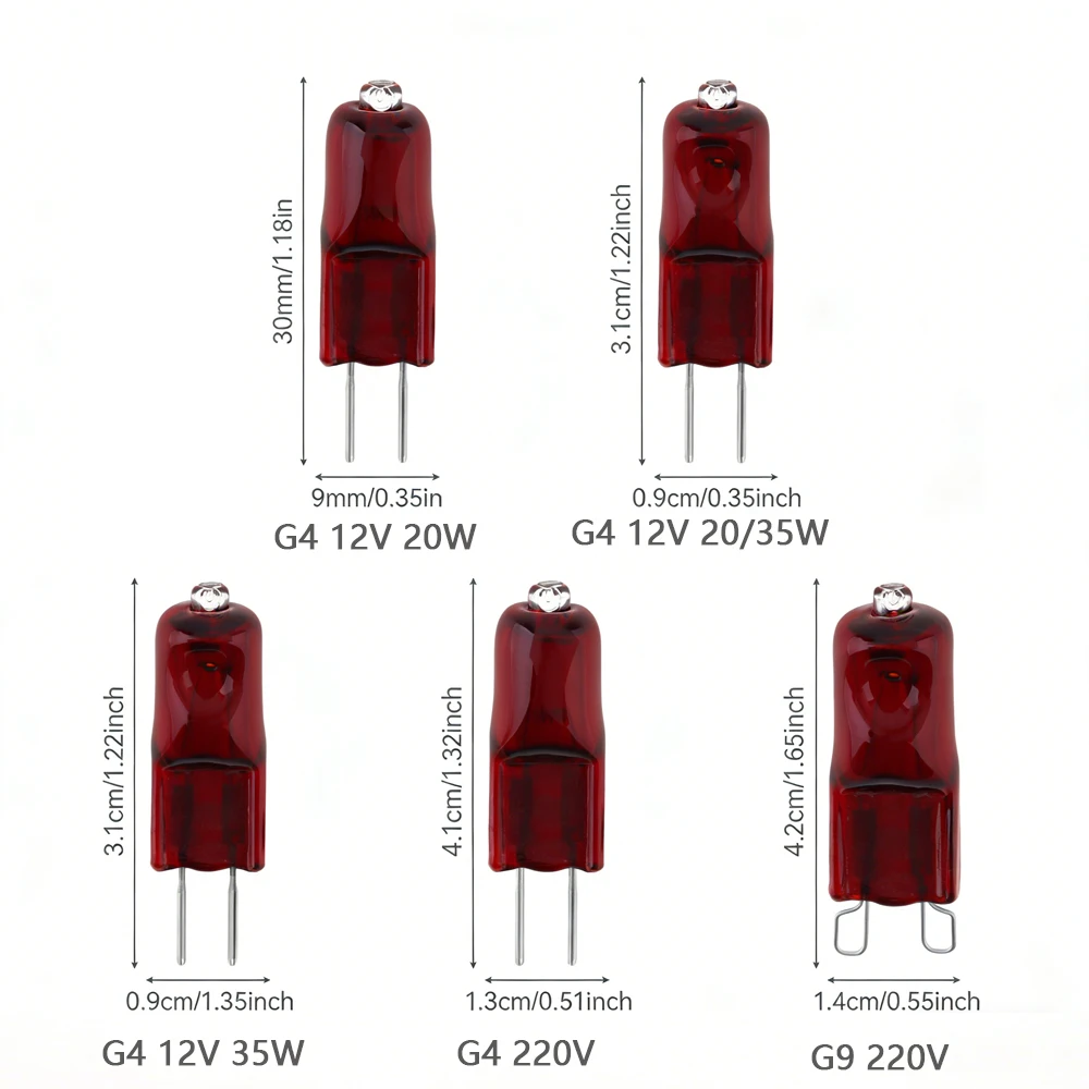 10pcs G4/G9 Halogen Light Bulbs 12V/24/220V Heat Lamp Bulbs Infrared Light IR Lamp Halogen Heating Drying Painting Quartz