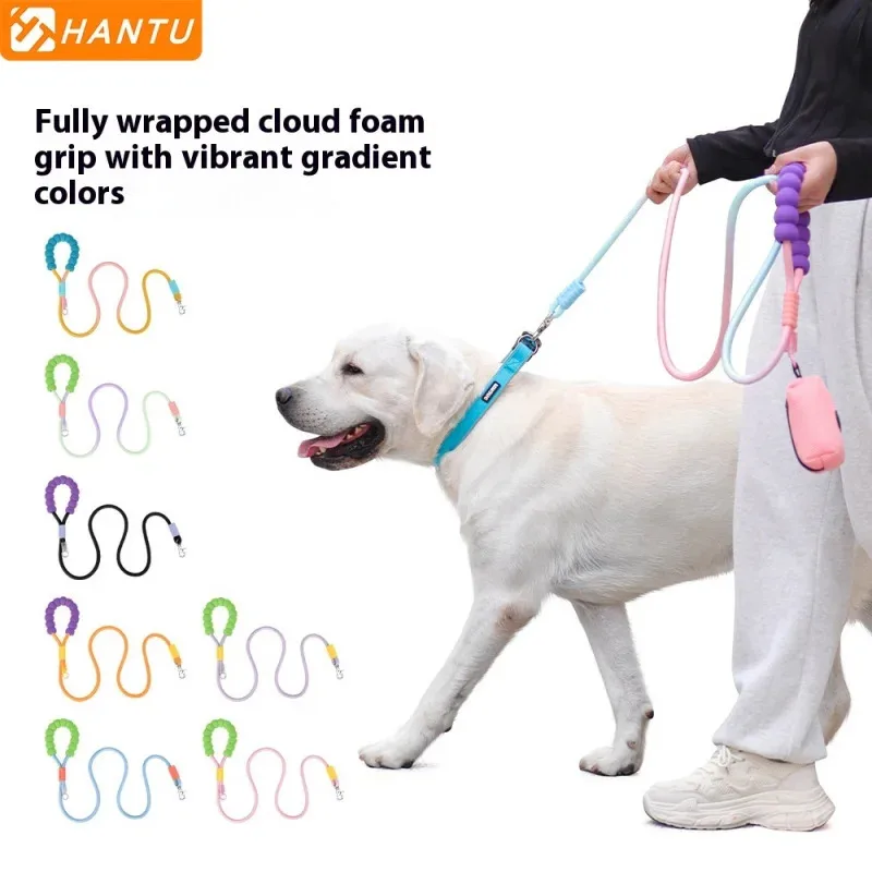 

Multi-Color Dopamine Dog Leash with Poo Bag Holder And Bubble Foam Handle Climbing-Grade Reflective Rope for Medium Dogs