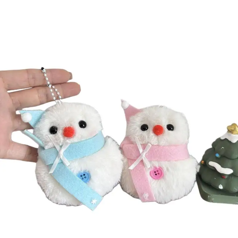 Leuke Sneeuwvlok Sjaal Sneeuwpop Pluche Gevulde Pop Sleutelhanger Kawaii Sneeuwpop Winter Knuffel Rugzak Hanger Accessoires Geschenken