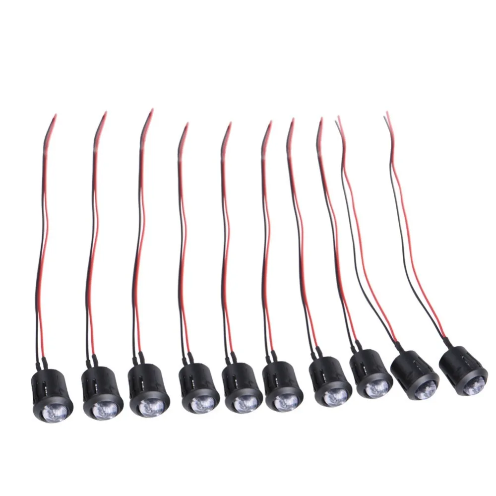 10PCS Low Power 12V LED Light Emitting Diode White 10mm Pre Wired LED Green Constant LED Indication Lighting