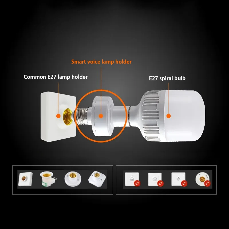 E27 Lamp Holder Base Smart Bulb Adapter Wireless Light Holder Voice Remote Control Home ON OFF Control