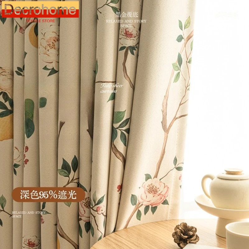 French Mid-century Style Curtains Full Blackout Downton Abbey Chenille Curtains for Living Dining Room Bedroom Custom Size Decor