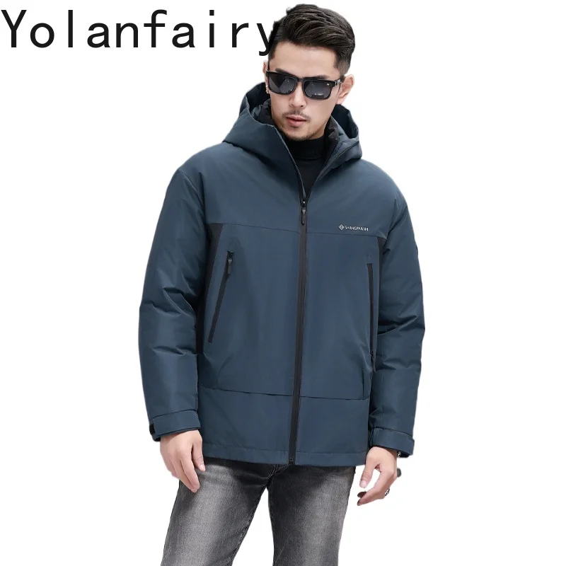 

YOLANFAIRY парки из натурального меха, мужские зимние парки с капюшоном, зима 2025 г., пальто с подкладкой из кроличьего меха рекс, мужская теплая куртка-пуховик, ветровка Chaquetas
