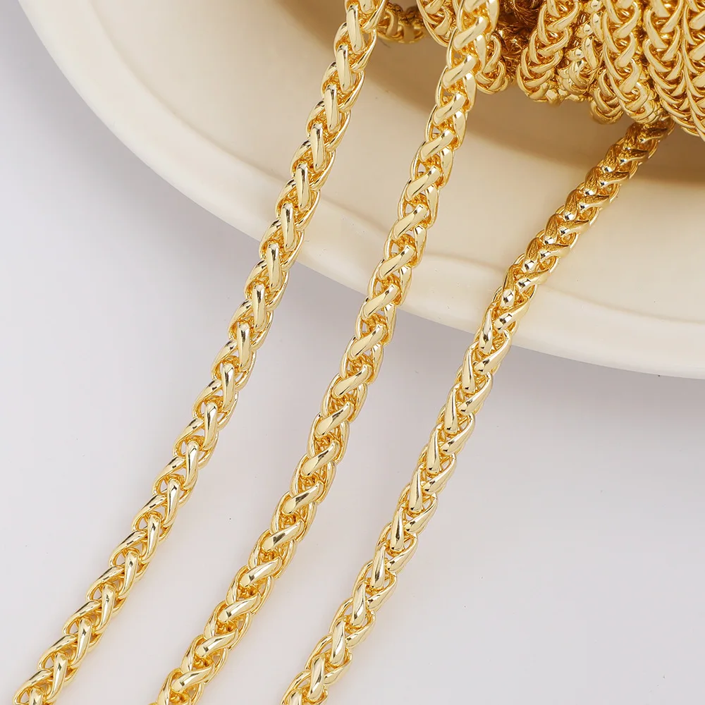 WT-BC205 Hollow Lantern Twist Braided Blue chain exaggerated necklace making loose chain In 18k Real Gold Plated