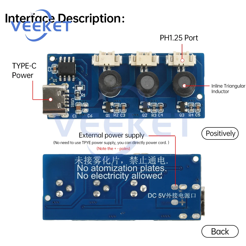 DC 5V 미니 가습기 모듈 듀얼 스프레이 3 스프레이 초음파 분무기 가습기 모듈 안개 제조기 및 드라이버 회로 기판