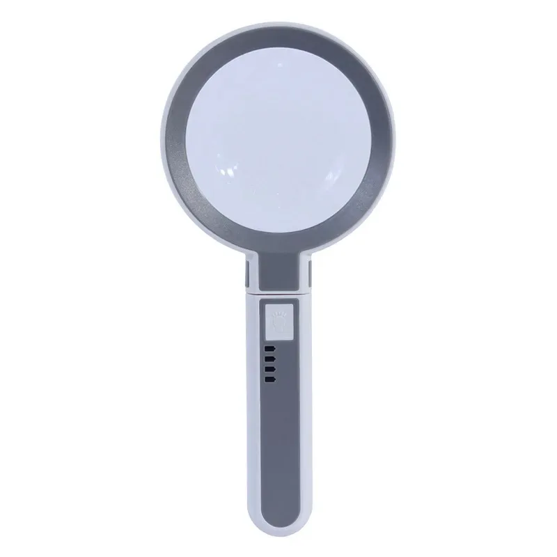 Rechargeable Folding Handheld Magnifier with 18 LED Light Foldable Desktop Magnifying Glass for Jewelry Appraisal Reading Repair