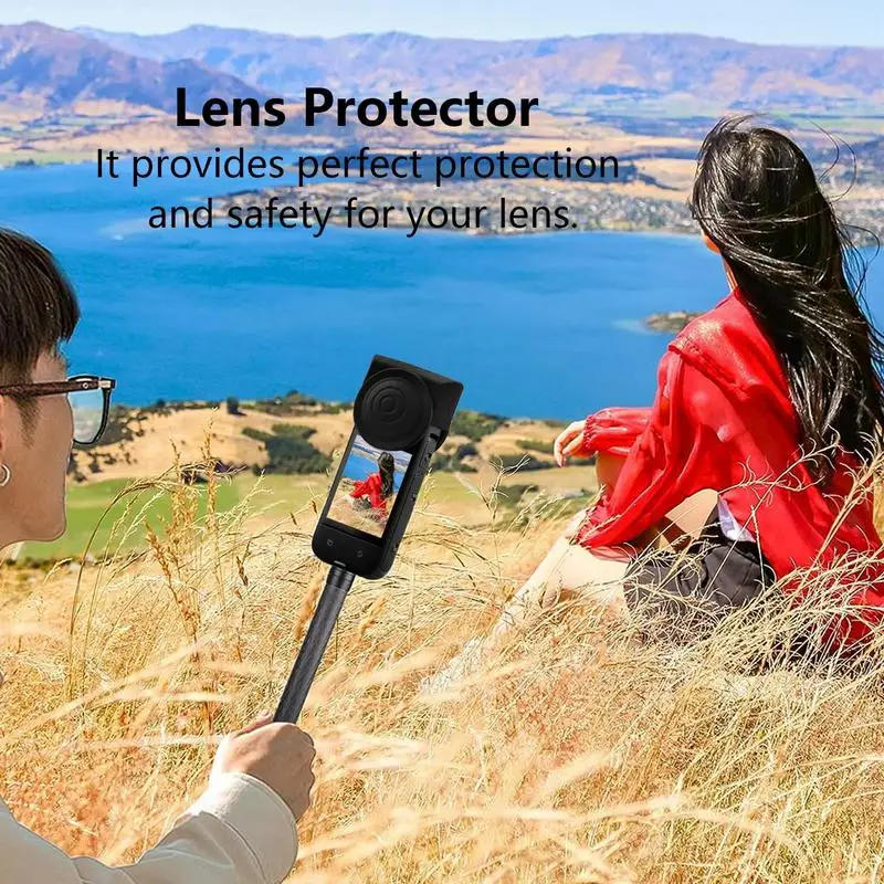 Cubierta de silicona para lente de cámara, funda de protección para lente de cámara, ajuste perfecto, protección fuerte de silicona para Insta360 X3