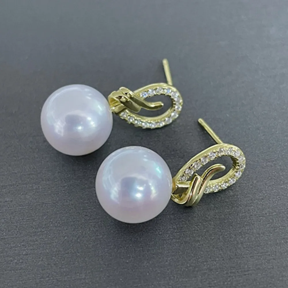 925s Silver Aesthetic Design Pearl Earrings South Sea Pearl AAA 8-9mm 9-10mm 10-11mm 11-12mm