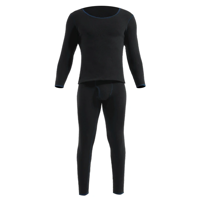 

Autumn and winter men's thick and fleecy cold-proof round neck cotton sweater long Johns warm underwear set jacket tight