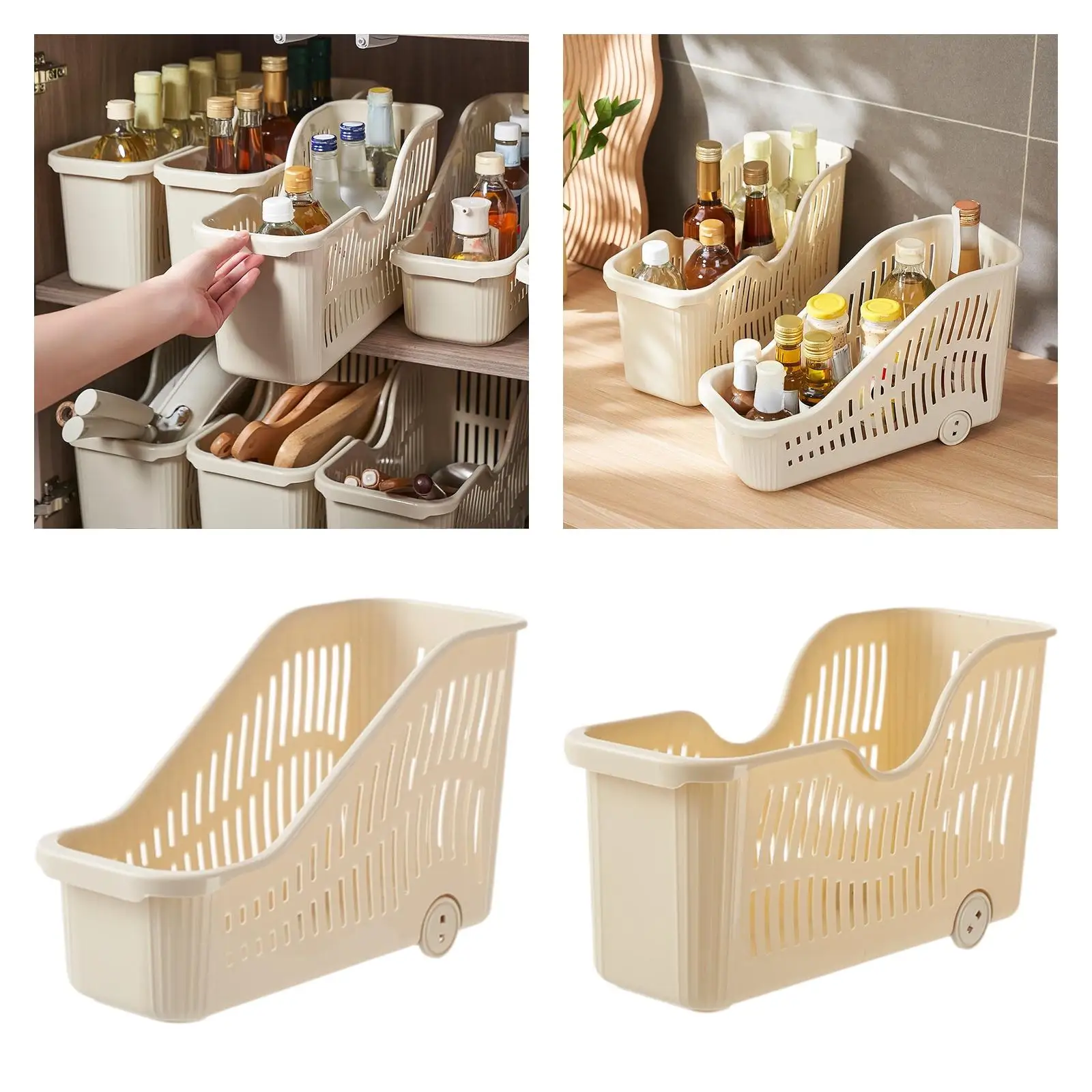 Rolling Storage Bin Decorative Pantry Storage Bin for Home Kitchen Bathroom