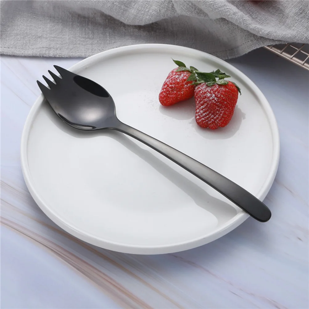 

6 Pcs Stainless Steel Fork Spoon Set Black Multifunction Dual Purpose Kitchen Utensils Safe Easy Wash