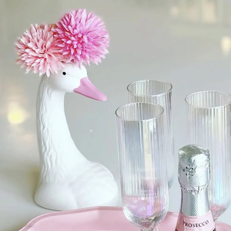 

Swan White Ceramic Vase Ornaments Creative Pink Goose Simple Modern Soft Decoration