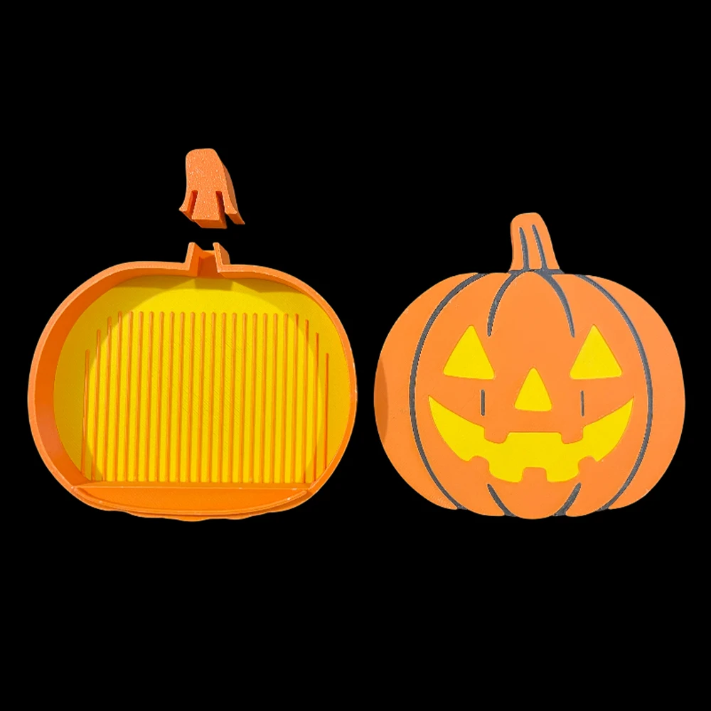 HOMFUN Halloween Pumpkin Diamond Painting Tray Multi functional Storage Flip Drill Tray 5D Embroidery Accessories Tool Tray Gift