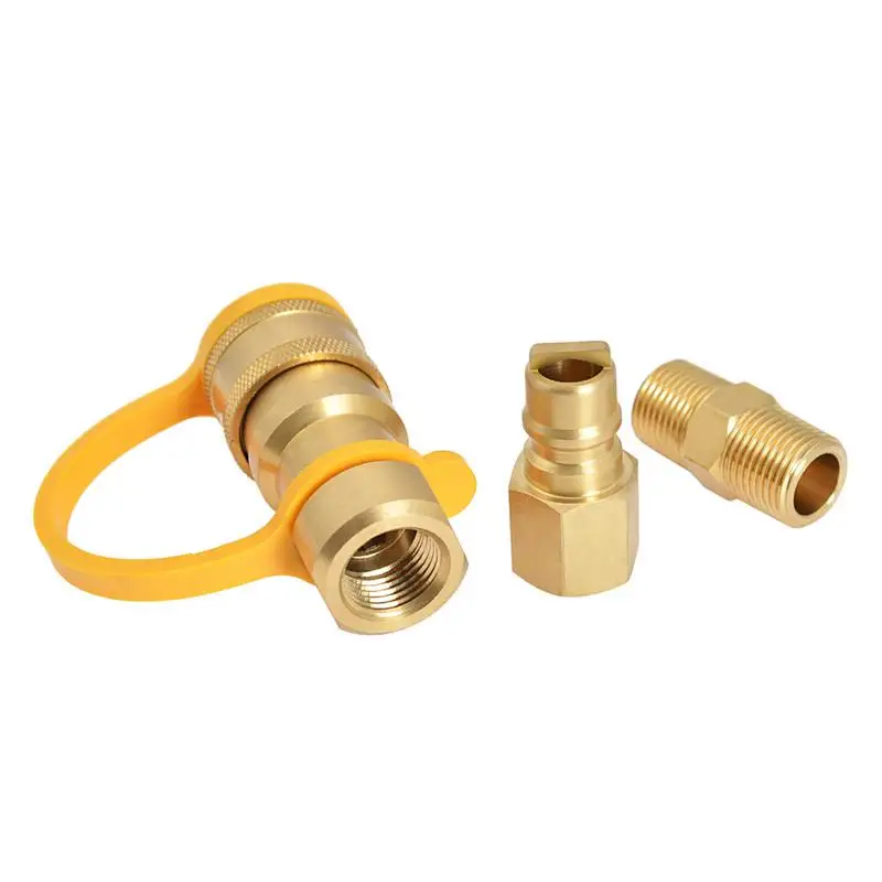 

Propane Quick Connector Quick Connect RV Propane Hose Replacement Convenient Shutoff Valve Solid Brass For Appliance Fire Pit