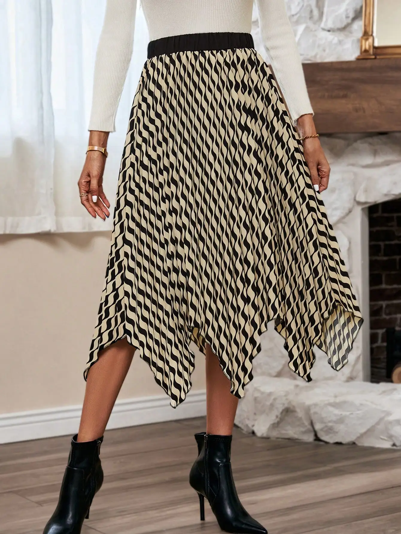 

ZAFUL Allover Print Hanky Hem Skirt