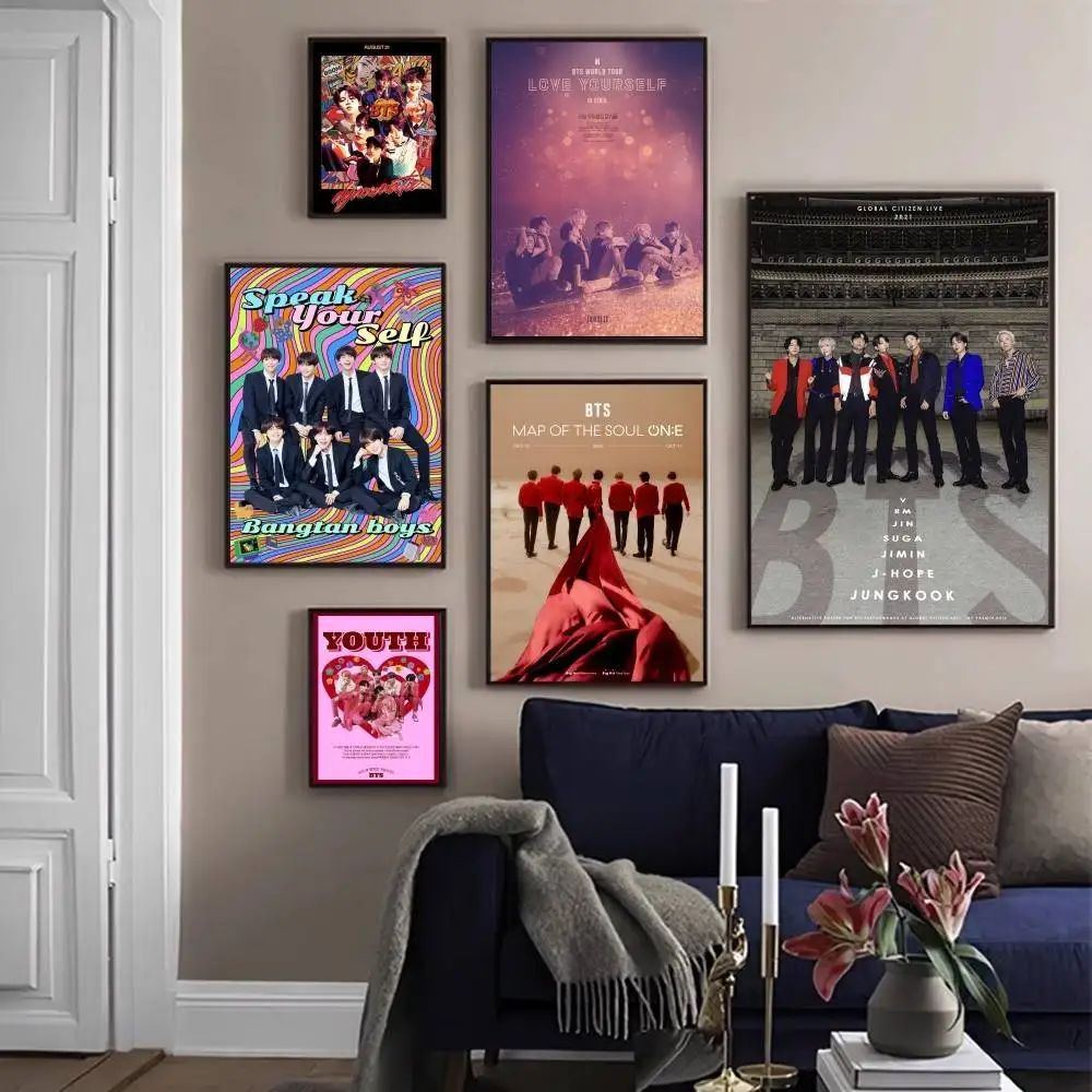 

1PC Kpop Boys Group Movie Sticky Posters Retro Kraft Paper Sticker DIY Room Bar Cafe Aesthetic Art Wall Painting
