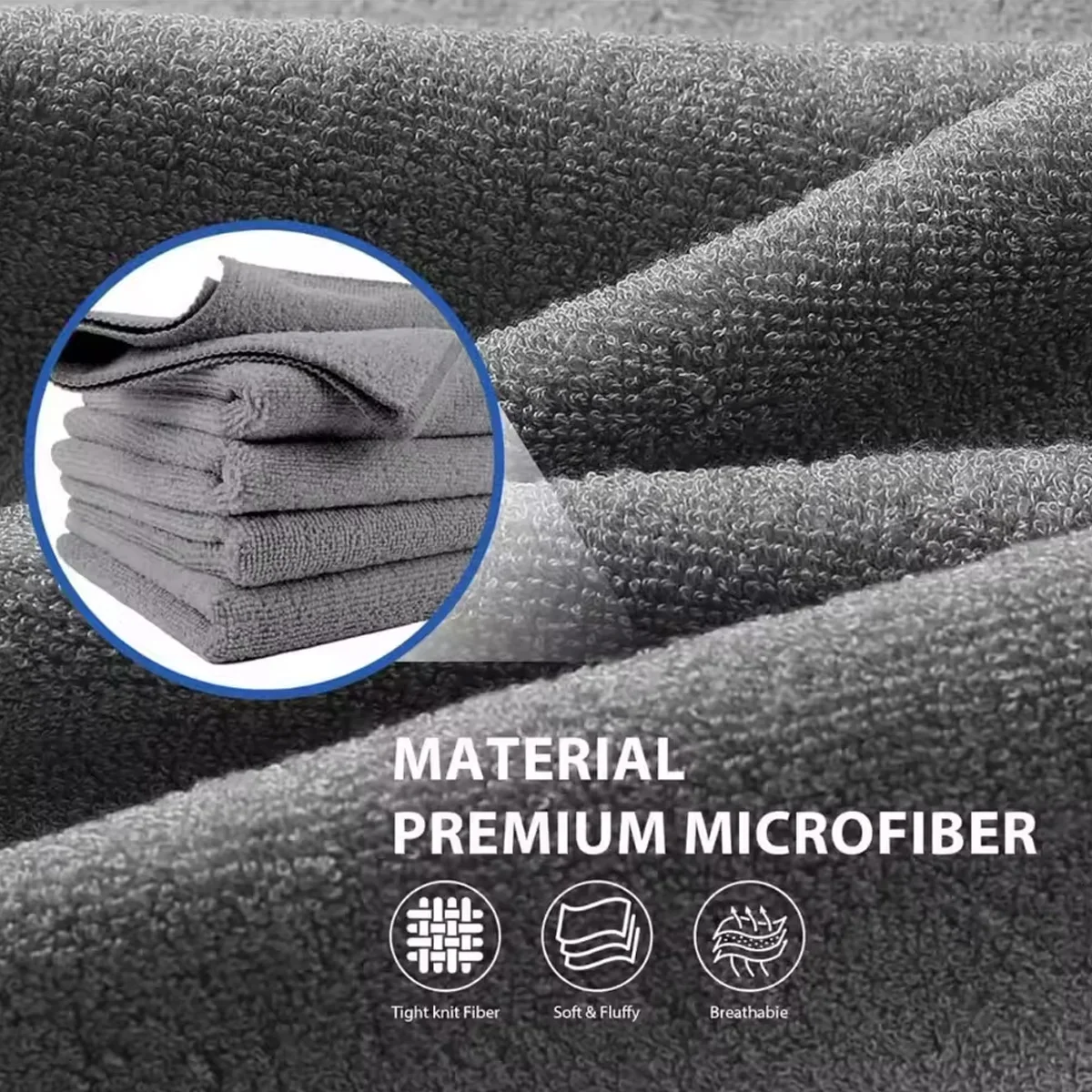 Microfiber Cleaning Cloth, Gray, 10 Pieces, 30x30inch Super Absorbent Heavy-Duty Towels, Washable 1200 Times, Car Cleaning, Mirror Polishing