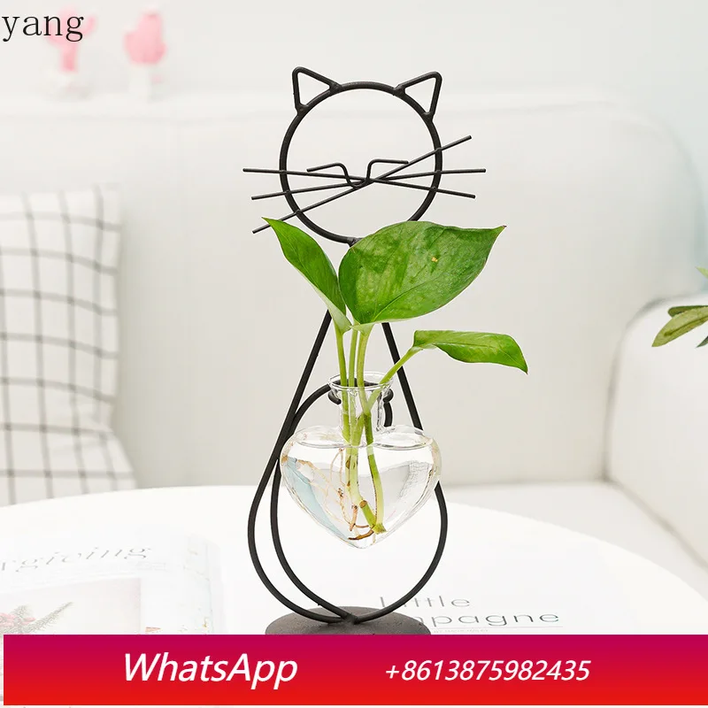 LMM simple cat wrought iron flower ware hydroponic flower arrangement creative ornament
