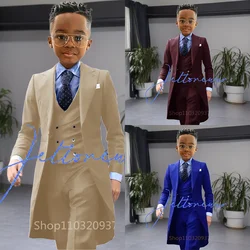 Khaki Long Tail Coat 3 Piece Gentleman Boys Suits Fashion Tuxedo for  Kids Wedding Prom Jacket Waistcoat with Pant