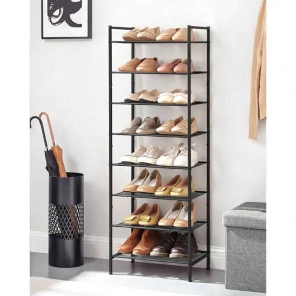 

8 Tier Metal Tall Shoe Rack Shelf Slim Shoe Storage Organizer For Closet Entryway Small Spaces Vertical Shoe Stand Tower