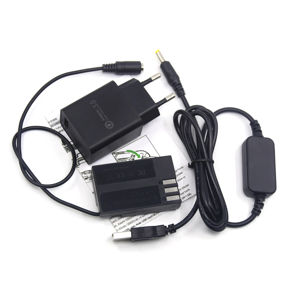 QC3.0 USB Charger + USB Power Adapter Cable  + D-LI109 Dummy Battery D-DC128 DC Coupler for Pentax K-70 K-50 K-30 K-R K-2 K-S1 K