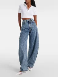 pants y2k spring/summer quilted patchwork denim high waist straight leg chinos 2024 casual banana trousers cotton Woman trousers