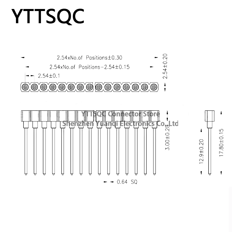 10pcs Single Row ROUND FEMALE PIN HEADER long pin 2.54MM PITCH Strip Connector Socket FOR PCB L=17.8MM 2X3p/4p/6p/8p/20/40 PIN