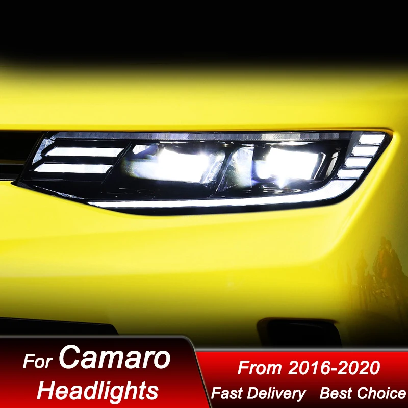 البوب سيارة المصابيح الأمامية لشروليه كامارو 2016-2020 كامل LED نمط جديد السيارات كشافات الجمعية العارض عدسة اكسسوارات عدة