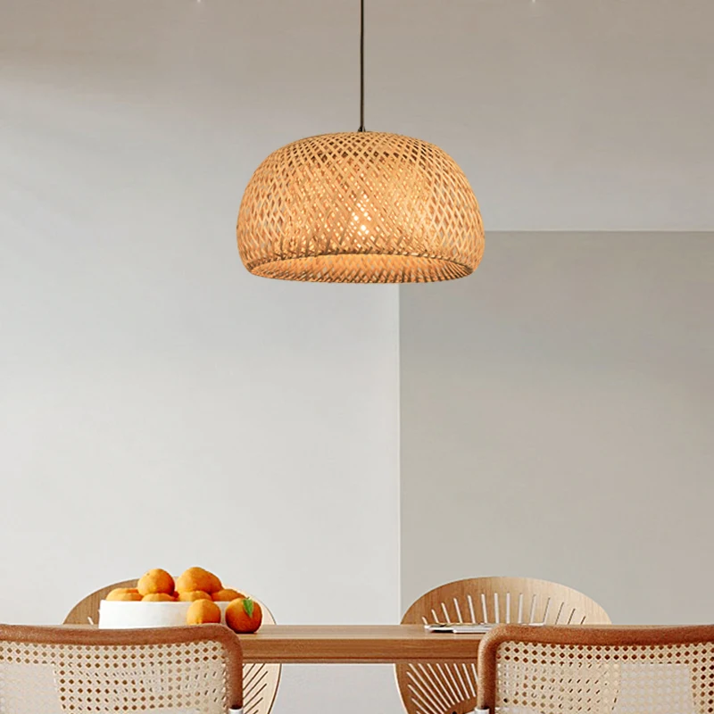 Lampu Gantung Bambu 30cm Lampu Hias Rotan Alami Anyaman E27 LED Lampu Chandelier Kap Lampu Tenun Tangan Perlengkapan Pencahayaan Lampu Gantung